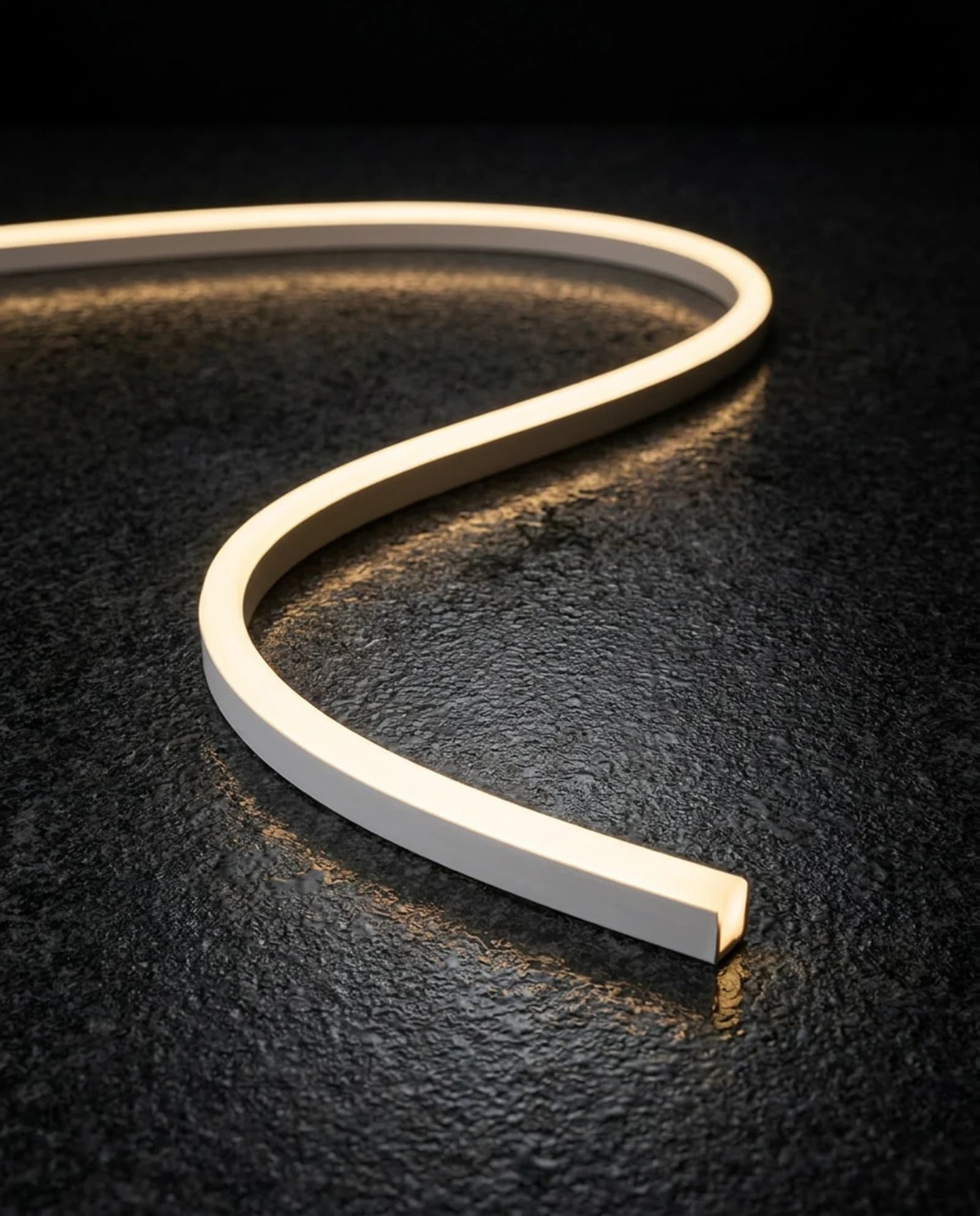 Dot-free silicone LED neon strip glowing warm white